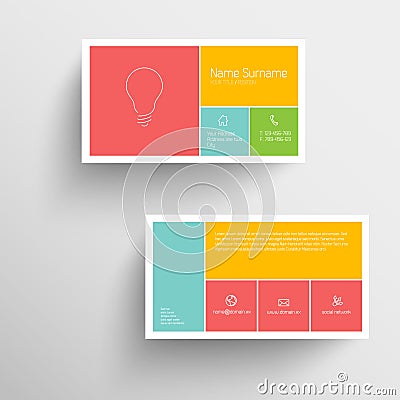 Modern business card template with flat mobile user interface Vector Illustration