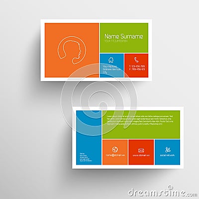 Modern business card template with flat mobile user interface Vector Illustration