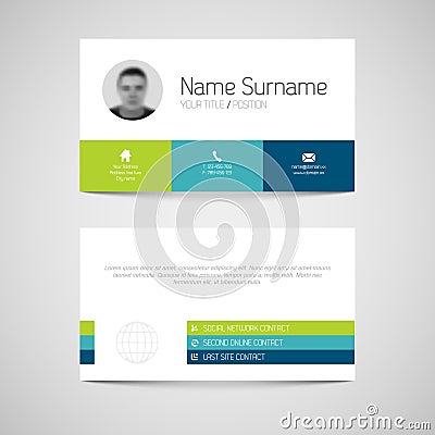 Modern business card template with flat user interface Vector Illustration