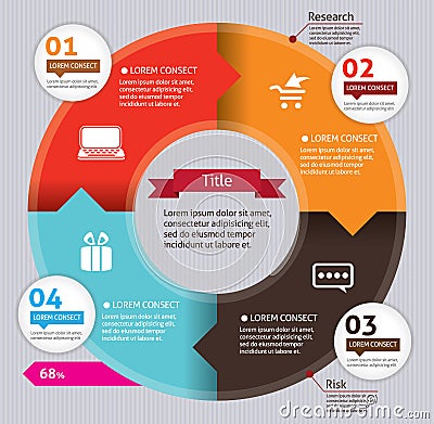 Modern business circle origami style options banne Vector Illustration