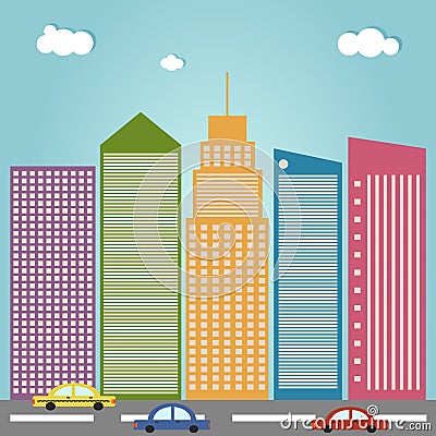 Modern Business City Concept Vector Illustration