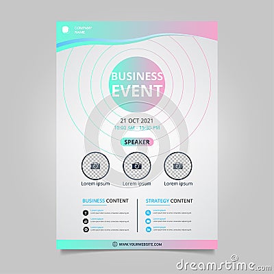 Modern Business event brochures template with gradient wavy shapes Vector Illustration