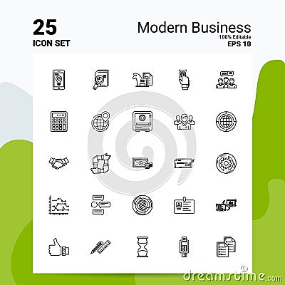 25 Modern Business Icon Set. 100% Editable EPS 10 Files. Business Logo Concept Ideas Line icon design Vector Illustration
