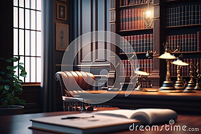 Modern business lawyers office with table Stock Photo