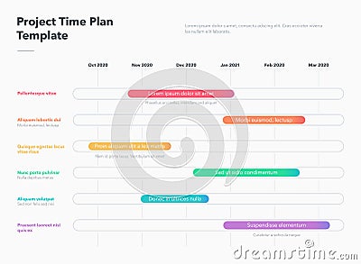 Modern business project time plan template with colorful project tasks in time intervals Vector Illustration