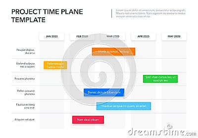 Modern business project time plan template with project tasks in time intervals Vector Illustration