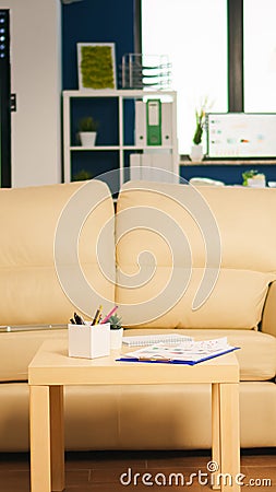 Modern business relax zone interior with confortable couch Stock Photo