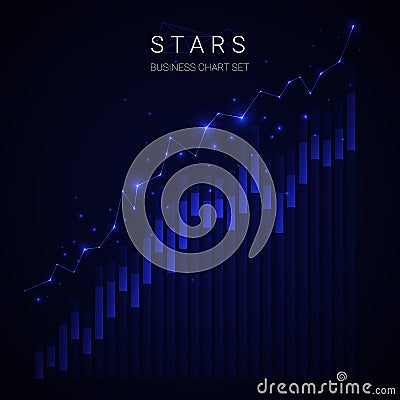 Modern business star growing chart vector on blue background. Vector Illustration