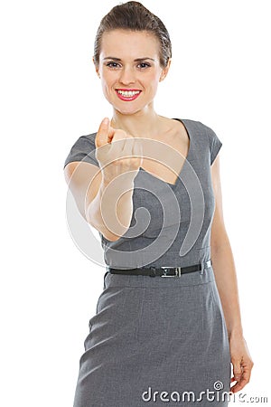 Modern business woman beckoning with finger Stock Photo