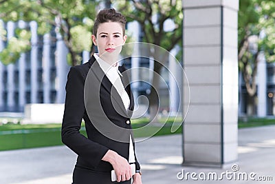 Modern business woman showing confident Stock Photo