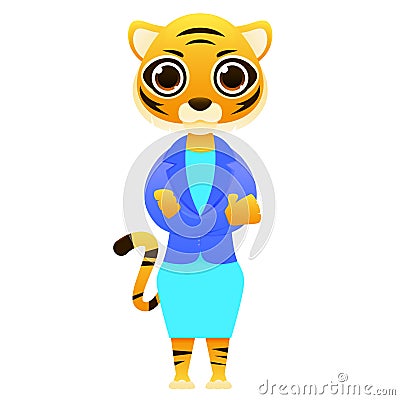 Modern business woman tiger Vector Illustration