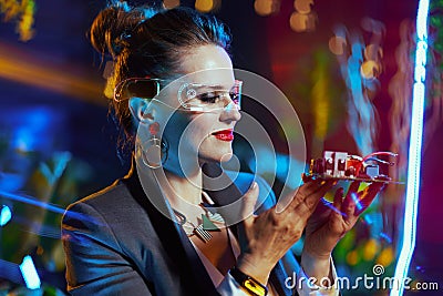 Modern business woman in virtual reality Stock Photo