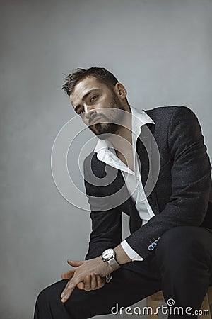 Modern Businessman. Confident Man in Suit. Stock Photo