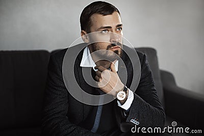 Modern Businessman. Confident Man in Suit. Stock Photo