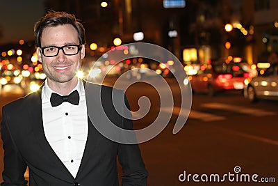 Modern businessman with glasses in the city- Stock image Stock Photo