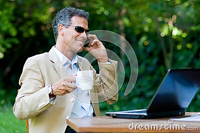 Modern businessman outdoor Stock Photo