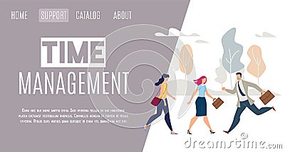 Daily Life Time Management Flat Vector Web Banner Vector Illustration