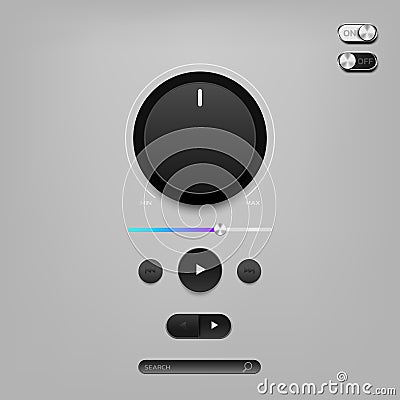 Modern button control on grey background Stock Photo