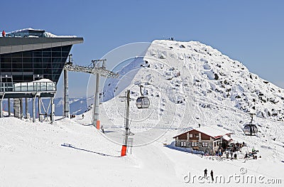 Modern cableway in Low Tatras, Slovakia Editorial Stock Photo