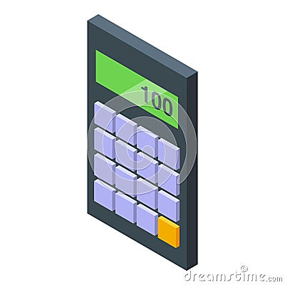 Modern calculator displaying number one hundred is showing accounting concept Vector Illustration