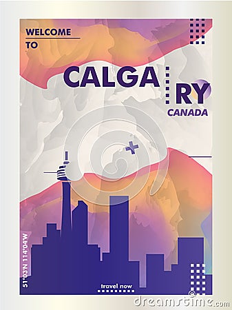 Canada Calgary skyline city gradient vector poster Vector Illustration