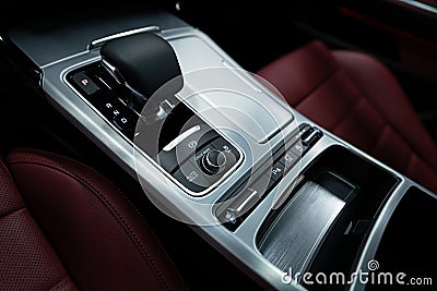Modern car automatic gearbox lever. Stock Photo