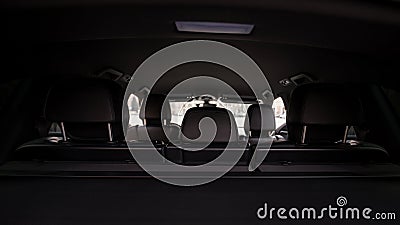 Modern car inside. Leather seats. Stock Photo