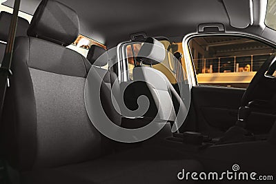 Modern car interior with grey seats Stock Photo