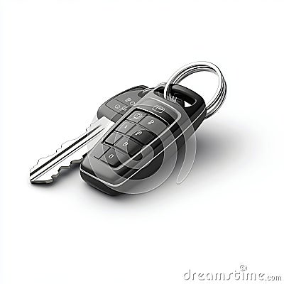 Modern Car Key Remote Control System Keys Black Design 3d lock metal white shiny access gadget device engine Stock Photo