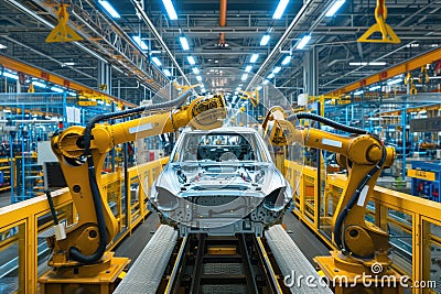 Modern car manufacturing factory, automobile assembly line, automotive industry Stock Photo