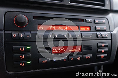 Modern car Radio with FM, CD, RDS Stock Photo