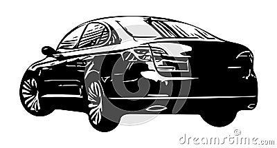 modern car silhouette rear side view. Hand drawn line art car design Stock Photo