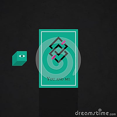 Modern card template with mystic symbols and wacky colors Vector Illustration