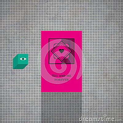 Modern card template with mystic symbols and wacky colors Vector Illustration