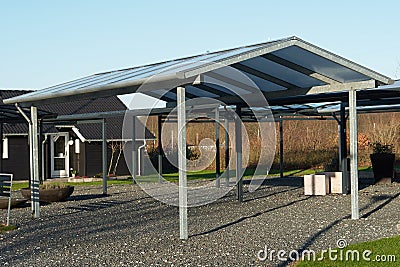 Modern carport car garage parking Stock Photo