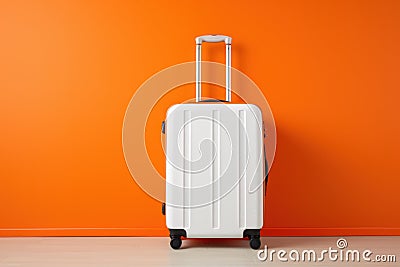 Modern Carry-On Suitcase Against an Orange Backdrop Ai Generated Illustration Stock Photo