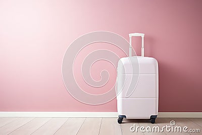 Modern Carry-On Suitcase Against Pink Backdrop Ai Generated Illustration Stock Photo