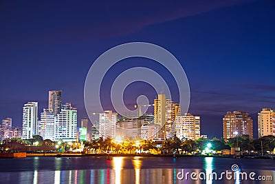 Modern Cartagena at Night Stock Photo