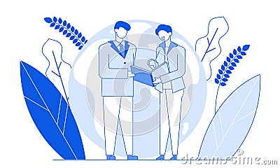 Modern cartoon flat line people characters talking,thin contour style illustration.Outline young character people Vector Illustration