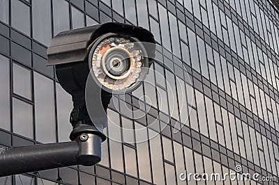 Modern CCTV camera. Stock Photo