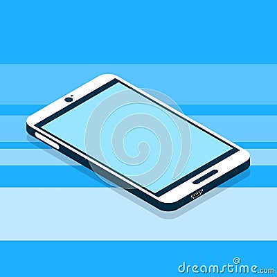 Modern Cell Smart Phone 3d Isometric Flat Design Vector Illustration
