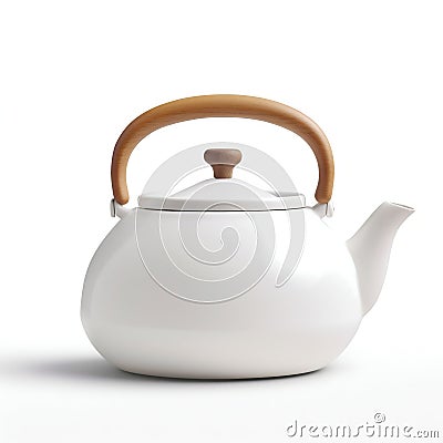 Modern Ceramic Teapot Isolated on White Background. Generative ai Cartoon Illustration