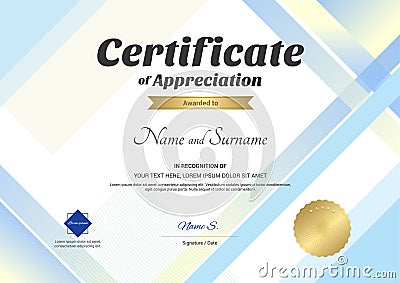 Modern certificate of appreciation template with modern colorful Vector Illustration