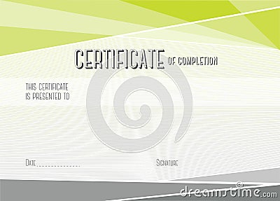 Modern Certificate of completion. Vector template Vector Illustration