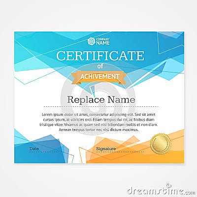 Modern Certificate Template Horizontal. Vector Vector Illustration