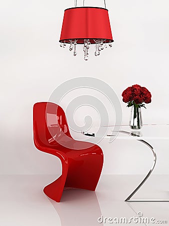 Modern chair in minimalism interior. Furniture Stock Photo