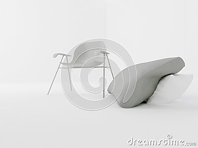 Modern chair in the room, 3d Stock Photo