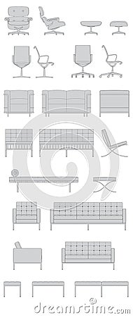 pack of modern chairs Vector Illustration