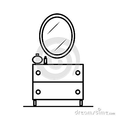 Modern chest of drawers mirror. Vintage retro design. Vector illustration. stock image. Vector Illustration