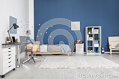 Modern child room interior with comfortable bed Stock Photo